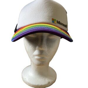 VTG‎ Microsoft Trucker Hat Rainbow SnapBack Windows Computer Retro Cap Nerd Y2K